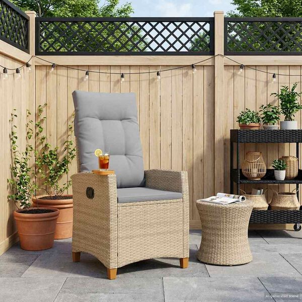 vidaXL Polohovacie kreslo s podnosom na čaj 62 x 64 x 112 cm polyratan