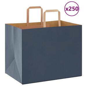 vidaXL Papierov&eacute; ta&scaron;ky 250 ks s r&uacute;čkami, modr&eacute;, 32x22x24 cm