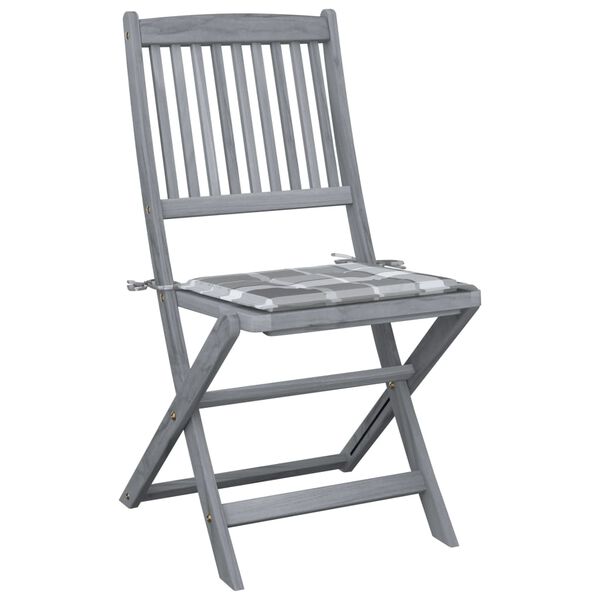 vidaXL Skladacie vonkaj&scaron;ie stoličky s podložkami 4 ks ak&aacute;ciov&yacute; mas&iacute;v