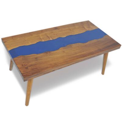 vidaXL Konferenčný stolík z teakového dreva a živice, 100x50x40 cm