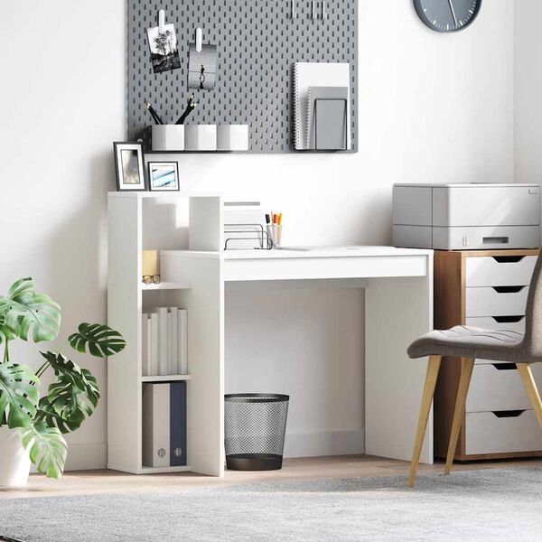 vidaXL Stôl s poličkou Biela 100 x 40 x 90 cm Kompozitné drevo