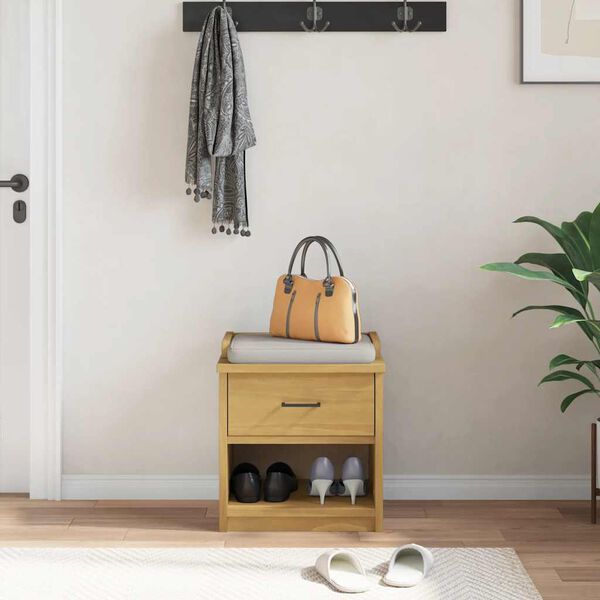 vidaXL Lavica do predsiene SANDNES 45x40x50 cm borovicov&yacute; mas&iacute;v