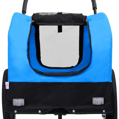 vidaXL Vozík pre domáce zvieratá na bicykel/beh 2-v-1, modro čierny