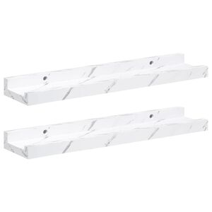vidaXL Stenn&aacute; polica 2 pcs Biely mramor 40 x 9 x 3 cm Kompozitn&eacute; drevo