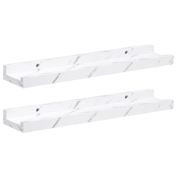 vidaXL Stenn&aacute; polica 2 pcs Biely mramor 40 x 9 x 3 cm Kompozitn&eacute; drevo