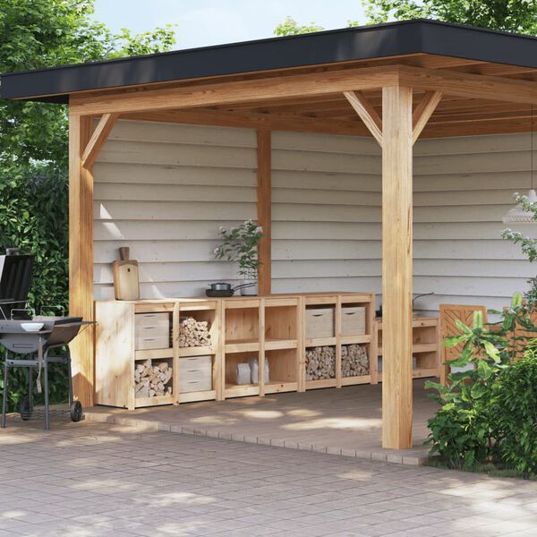 vidaXL Vonkaj&scaron;ie kuchynsk&eacute; skrinky 3 ks cm mas&iacute;vna borovica