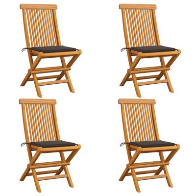 vidaXL Záhradné stoličky, sivohnedé podložky 4 ks, tíkový masív
