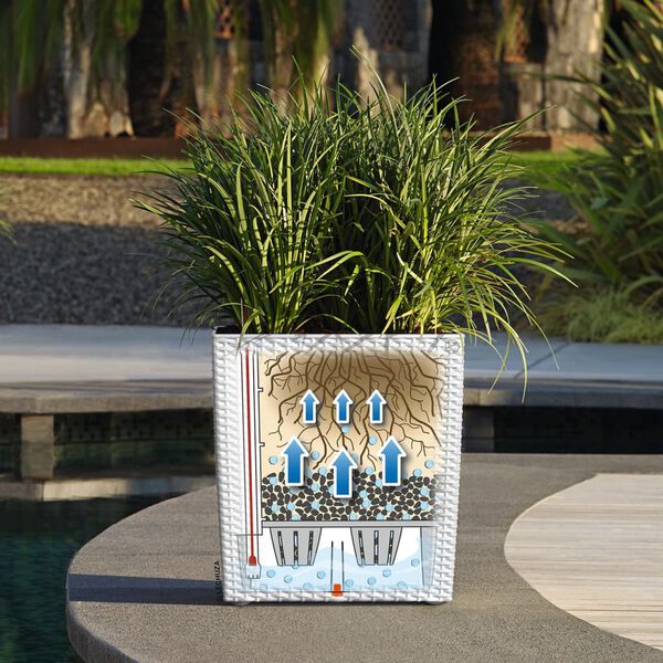 LECHUZA Kvetin&aacute;č CUBE Cottage 40 ALL-IN-ONE biely