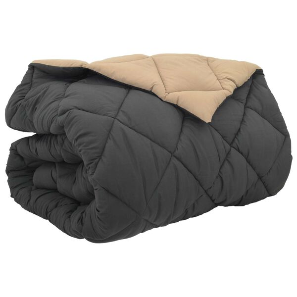 vidaXL Zimn&yacute; prehoz Antracitov&aacute; a taupe 240 x 260 cm Mikrovl&aacute;kno