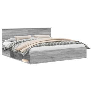 vidaXL R&aacute;m postele Siv&yacute; Sonoma 200 x 200 cm Mas&iacute;vne borovicov&eacute; drevo