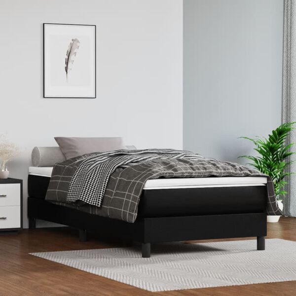 vidaXL Boxspring posteľ s matracom čierna 80x200 cm umel&aacute; koža