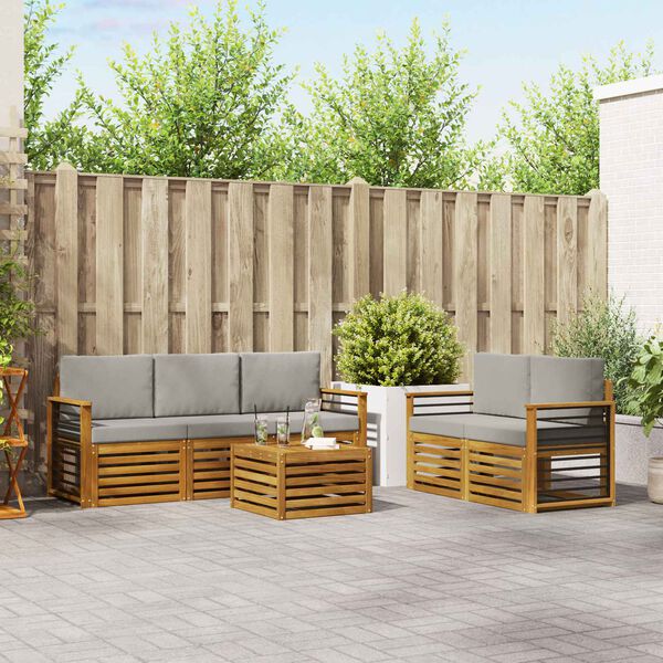 vidaXL S&uacute;pravy pohoviek s vank&uacute;&scaron;om 6 pcs Pr&iacute;rodn&aacute; a svetlosiv&aacute;