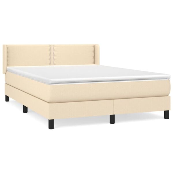 vidaXL Posteľn&yacute; r&aacute;m boxspring s matracom kr&eacute;mov&yacute; 140x200 cm l&aacute;tka