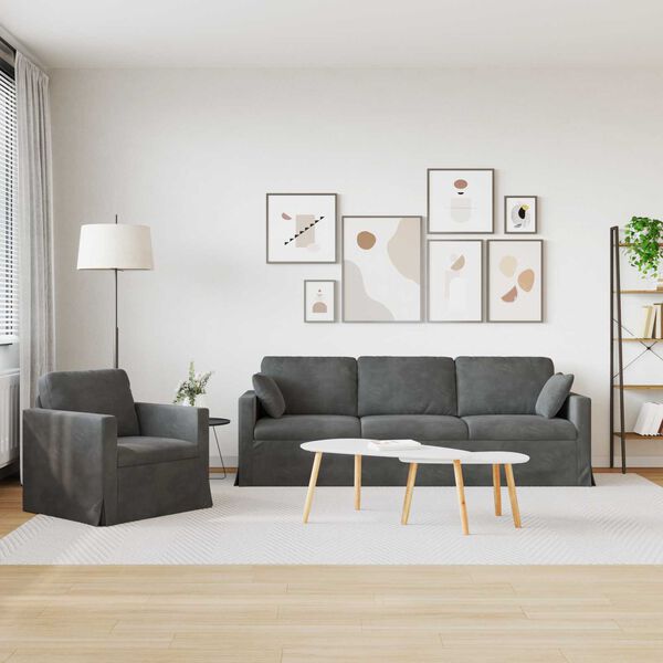 vidaXL Sada pohoviek 2 pcs Tmavo &scaron;ed&aacute; 228 x 78 x 80 cm Zamat