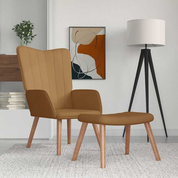 vidaXL Relaxačn&eacute; kreslo s podnožkou, hned&eacute;, zamat