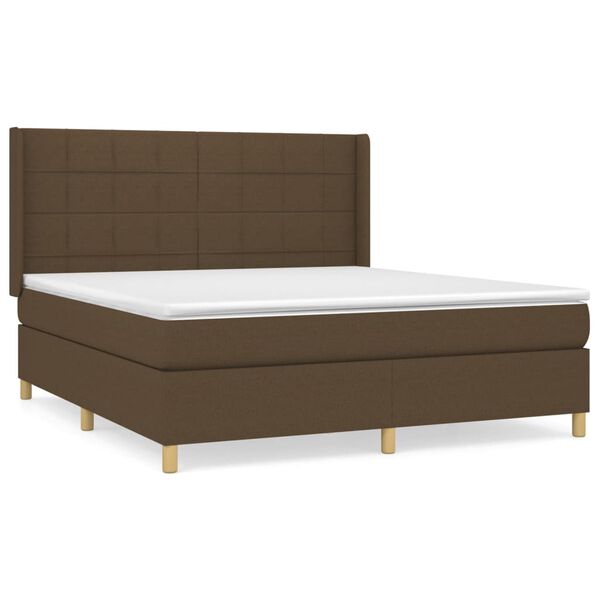 vidaXL Boxspring posteľ s matracom tmavohned&aacute; 180x200 cm l&aacute;tka