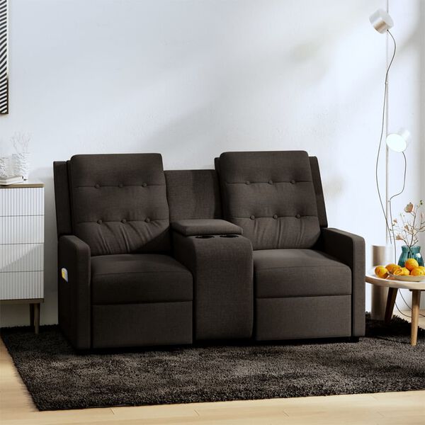 vidaXL 2-miestne sklápacie masážne kreslo+držiak na poháre, hnedé