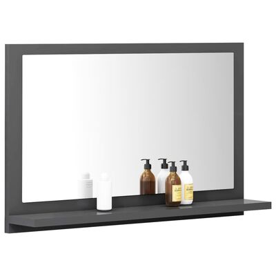 vidaXL Kúpeľňové zrkadlo, sivé 60x10,5x37 cm, kompozitné drevo