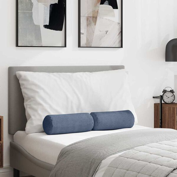 vidaXL Podložkové vankúše 2 pcs Modrá Ø 15 x 40 cm Kordúrová tkanina