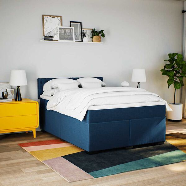 vidaXL Boxspring posteľ s matracom modr&yacute; 140x190 cm l&aacute;tka