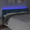 vidaXL Čelo postele s LED tmavomodr&eacute; 203x16x78/88 cm zamat