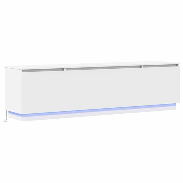 vidaXL TV stolík s LED Biela 180 x 38 x 49 cm Kompozitné drevo