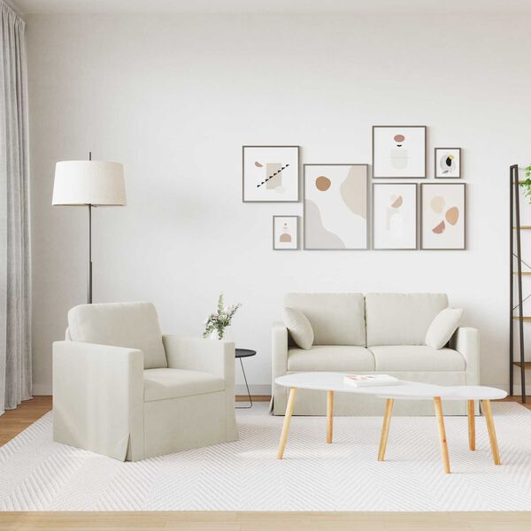 vidaXL Pohovka 2 pcs Kr&eacute;mov&aacute; 138 x 78 x 80 cm Zamat