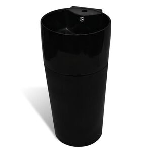 Keramick&eacute; stojace um&yacute;vadlo, okr&uacute;hle, čierne, otvor na bat&eacute;riu, prepad