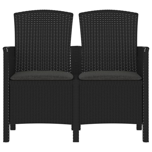 vidaXL 2-miestna z&aacute;hradn&aacute; lavička s vank&uacute;&scaron;mi PP ratanov&aacute; grafitov&aacute;