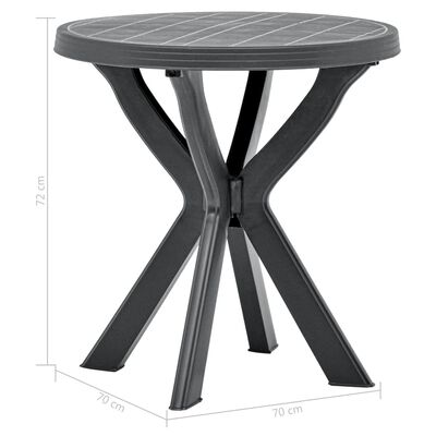 vidaXL Bistro stolík antracitový Ø70 cm plastový