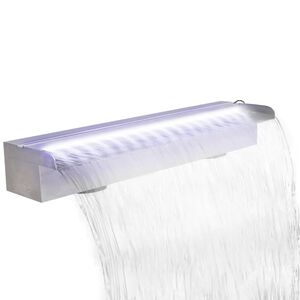 Obdĺžnikov&aacute; baz&eacute;nov&aacute; font&aacute;na/vodop&aacute;d s LED, nehrdzavej&uacute;ca oceľ 60 cm