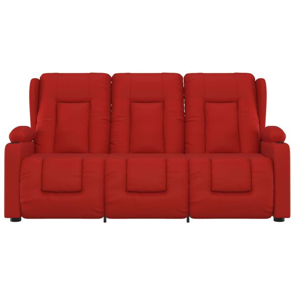 vidaXL 3-miestne sklápacie masážne kreslo+držiaky na poháre, červené