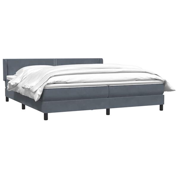vidaXL Posteľn&yacute; r&aacute;m boxspring s matracom tmavosiv&yacute; 180x210 cm zamat