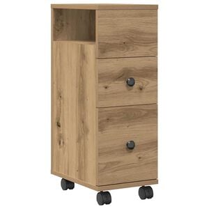 vidXL &Uacute;zka k&uacute;peľňov&aacute; skrinka s kolieskami dub artisan kompozitn&eacute; drevo