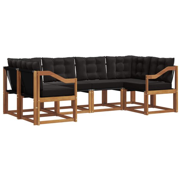 vidaXL Z&aacute;hradn&aacute; s&uacute;prava gaučov s vank&uacute;&scaron;om 6 pcs Pr&iacute;rodn&aacute; a čierna