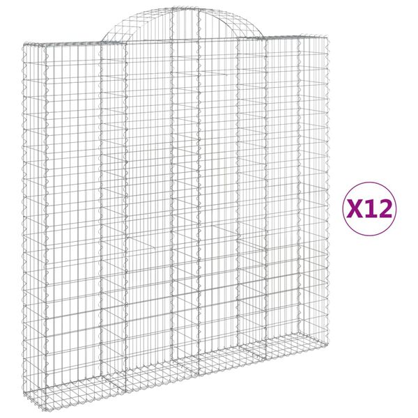 vidaXL Obl&uacute;kov&yacute; gabionov&yacute; k&ocirc;&scaron; 12ks 200x30x200/220cm pozinkovan&eacute; železo