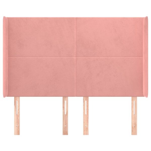vidaXL Čelo postele so z&aacute;hybmi ružov&yacute; 147x16x118/128 cm zamat