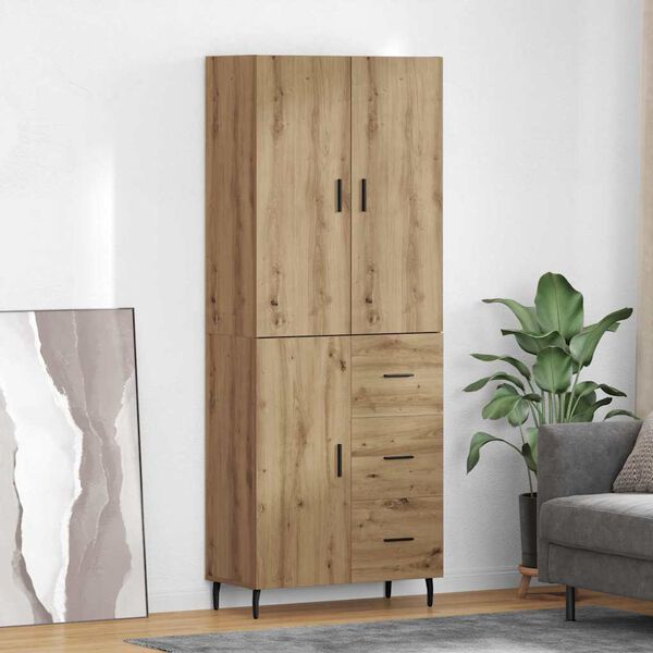 vidaXL Highboard so z&aacute;suvkou 2 pcs Remeseln&yacute; dub Kompozitn&eacute; drevo