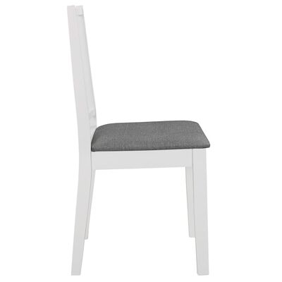 vidaXL Jedálenské stoličky s podložkami 4 ks, biele, drevený masív