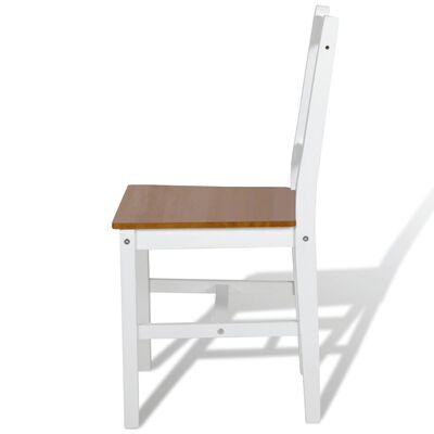 vidaXL Jedálenské stoličky 6 ks, biele, borovicové drevo