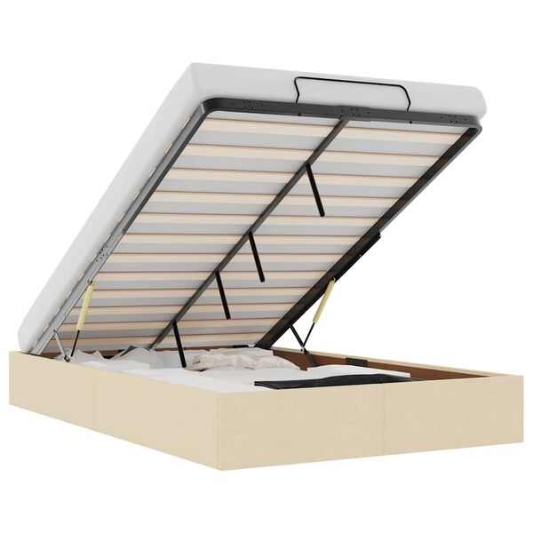 vidaXL Osmanský rám postele bez matraca krémová 120x190 cm Látka