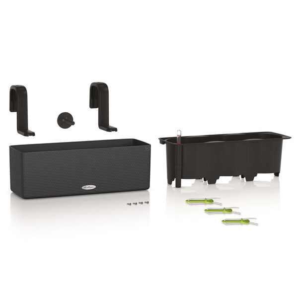 LECHUZA Kvetin&aacute;č CUBE color triple s držiakmi, antracitov&yacute; 13684