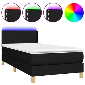 vidaXL Posteľ boxsping s matracom a LED čierna 80x200 cm l&aacute;tka