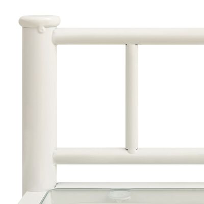 vidaXL Nočný stolík biely a priehľadný 45x34,5x60,5 cm kov a sklo