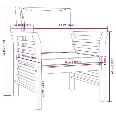 vidaXL 4-dielna záhradná sedacia súprava s vankúšmi akáciový masív