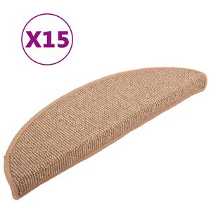 vidaXL Schodov&eacute; rohože 15 ks 56x17x3 cm svetlohned&eacute; polkruhov&eacute;