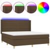 vidaXL Posteľ boxsping s matracom a LED tmavohned&aacute; 160x200 cm l&aacute;tka