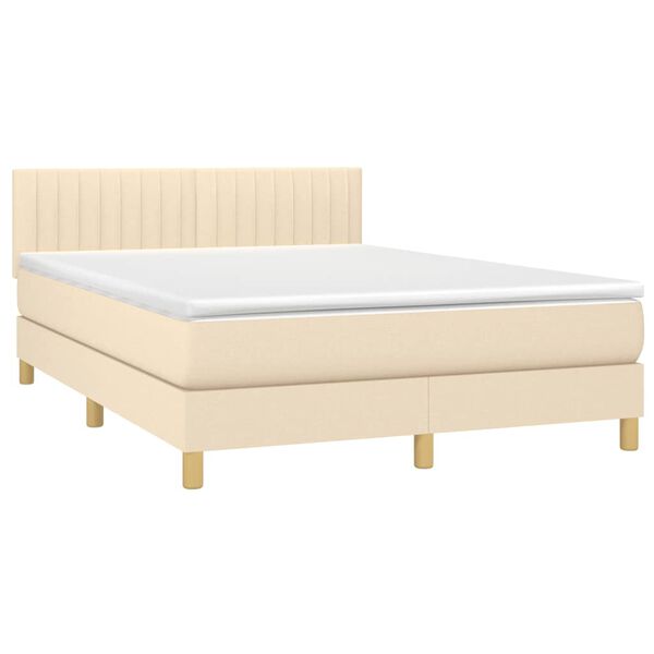 vidaXL Posteľn&yacute; r&aacute;m boxspring s matracom kr&eacute;mov&yacute; 140x200 cm l&aacute;tka