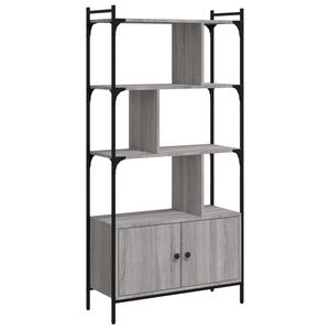 vidaXL Knižnica s dvierkami siv&aacute; sonoma 76,5x30x154,5 cm kompoz. drevo