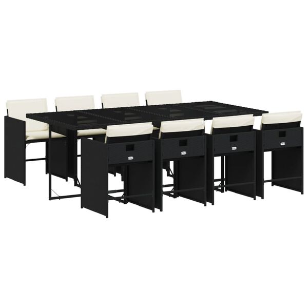 vidaXL 9-dielna z&aacute;hradn&aacute; jed&aacute;lensk&aacute; sada s vank&uacute;&scaron;mi čierna polyratan